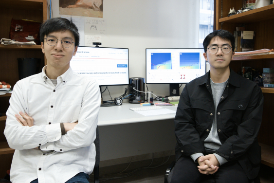 Figure 4. Ting-Tung WANG (left) and Menghan SONG, PhD students from the HKU Department of Physics, are co-authors of the journal paper.
 